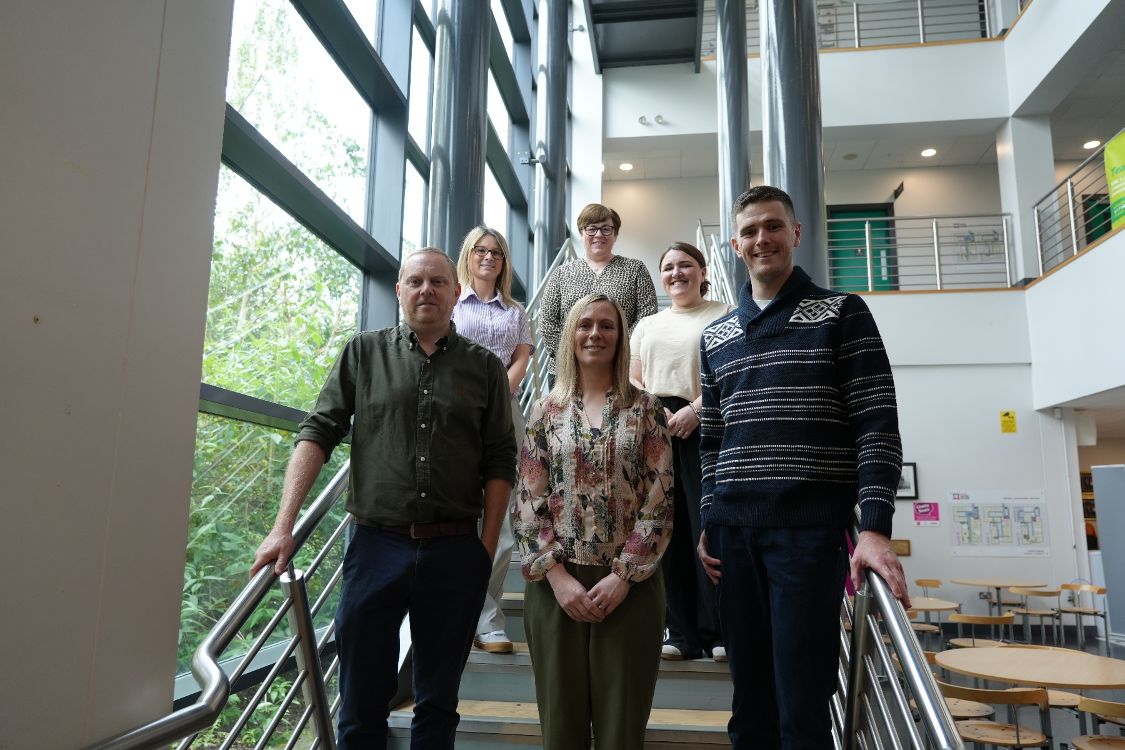 (Back L – R) Samantha Cunningham, Julie Turner and Hannah McGrath and (Front L – R) Frank Blakely, Karen Hanna, and Simon Keys.